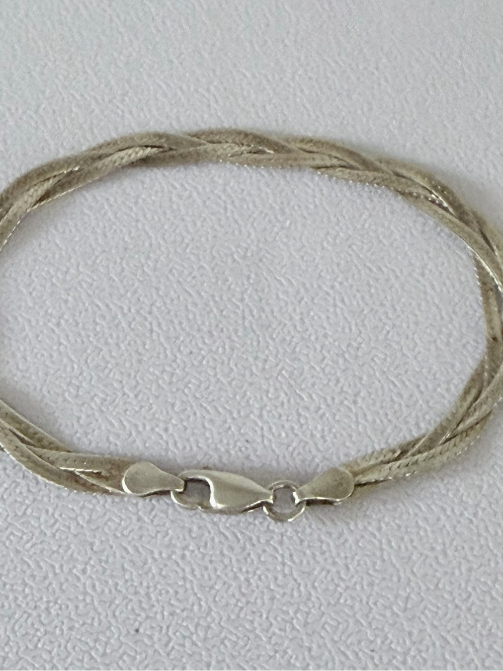Vintage 925 Sterling Silver Braided Herringbone Rope Chain Bracelet, 7"